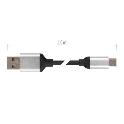 Nabíjecí a datový kabel USB-A 2.0 / USB-C 2.0, 1 m, černý