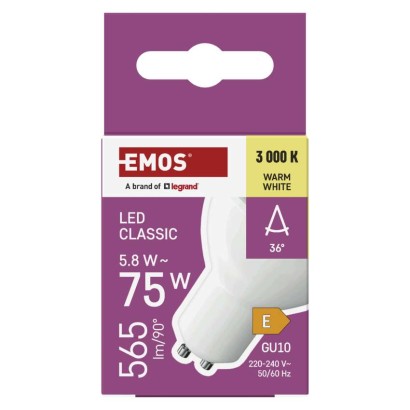 LED spuldze Classic MR16 balts/ GU10 / 5,8 W (75 W) / 565 lm / Silti balta