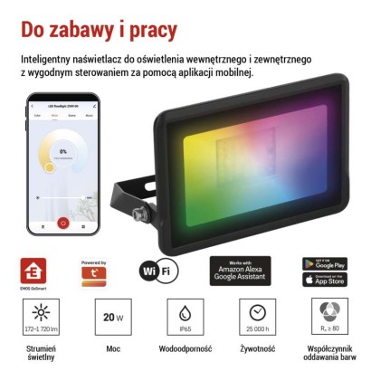 GoSmart Naświetlacz LED  20W, 1720 lm, RGB/CCT, IP65, WiFi
