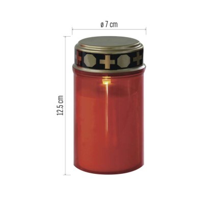 LED nagrobna sveča rdeča, 2x C, zunanja in notranja, topla bela, časovnik