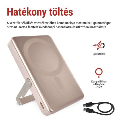EMOS Powerbank WI 1031, 10 000 mAh, 20 W+Wireless, rosegold