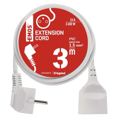 Przedłużacz 1 gniazdo 3m biały