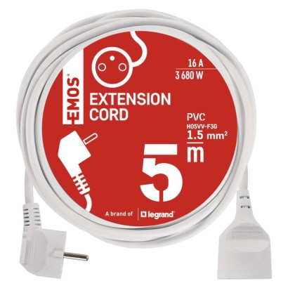 Przedłużacz 1 gniazdo 5m biały
