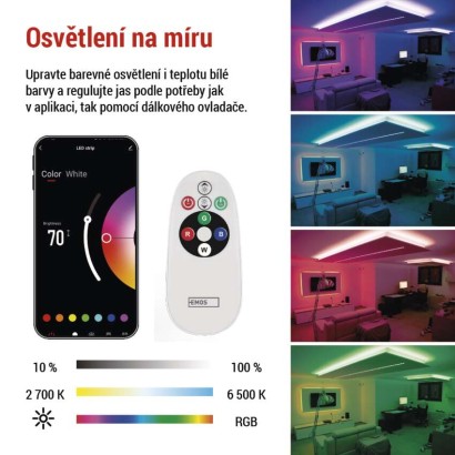 GoSmart LED pásek WiFi 5 m, 22W, 1400lm, RGB/CCT