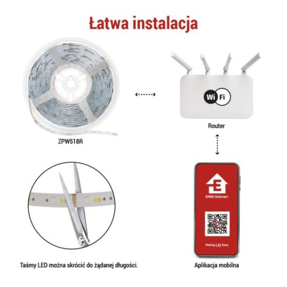 GoSmart Taśma LED 5m, 21W, 1400lm, RGB/CCT, WiFi