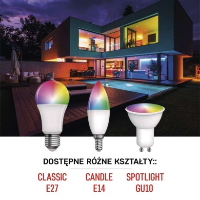 GoSmart Żarówka LED A60 / E27 / 11 W (75 W) / 1 050 lm / RGB / ściemnialna / WiFi