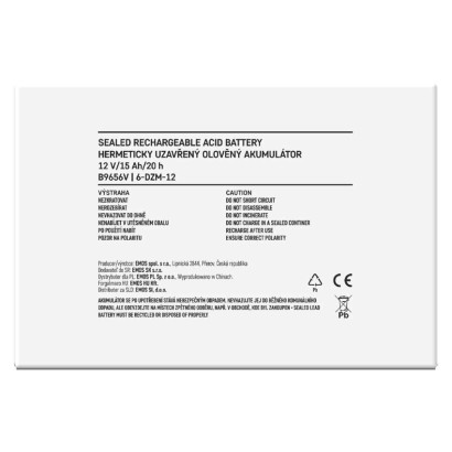 SLA (hermētisks svina un skābes elementu) akumulators, 12 V/15 Ah, Faston, 6,3 mm
