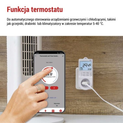 GoSmart Termostat gniazdkowy z funkcją timera cyfrowego 2w1 z WiFi