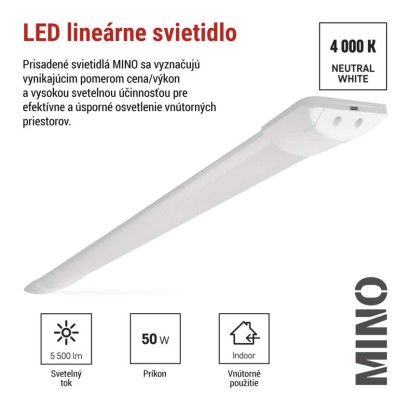 LED lineárne svietidlo MINO 50W, neutrálna biela