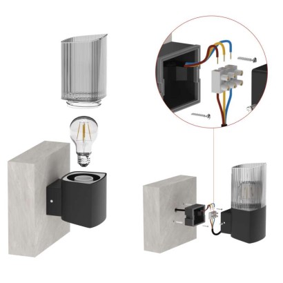 Zahradní nástěnné svítidlo LANA, 11,7 x 10,6 x 21,8 cm, 1 x E27, 25 W