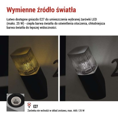 Lampa naścienna Garden LANA 28,6 cm, na żarówkę E27 max 25W, IP54