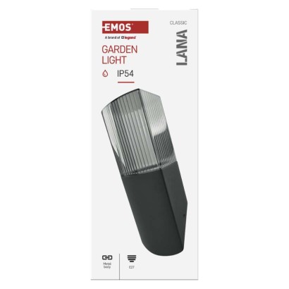 Zahradní nástěnné svítidlo LANA, 10,6 x 8,8 x 28,6 cm, 1 x E27, 25 W