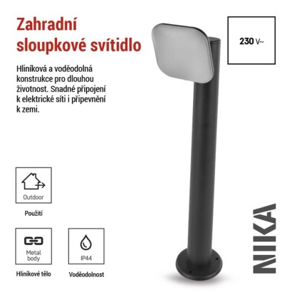 LED zahradní sloupkové svítidlo NIKA, 12 x 12 x 50 cm, 12,5 W, teplá bílá