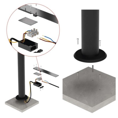 LED dārza gaismeklis kolonna NIKA, 12 × 12 × 50 cm, 12,5 W, Silti balta