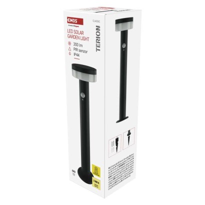 LED zahradní solární sloupkové svítidlo TERION, čidlo soumraku, 12,5 x 12,5 x 50 cm