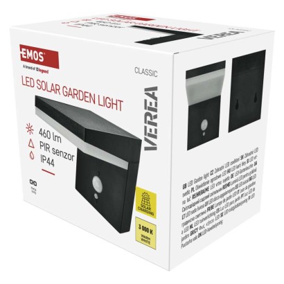 LED zahradní solární nástěnné svítidlo VEREA, čidlo soumraku, 10,7 x 15,4 x 13 cm