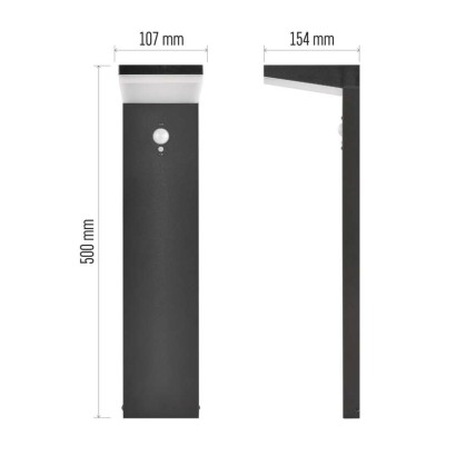 LED záhradné solárne stĺpikové svietidlo VEREA, senzor súmraku, 10,7 x 15,4 x 50 cm