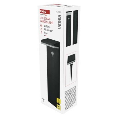 LED záhradné solárne stĺpikové svietidlo VEREA, senzor súmraku, 10,7 x 15,4 x 50 cm