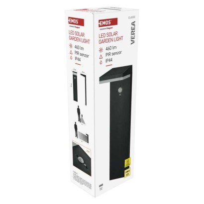 LED záhradné solárne stĺpikové svietidlo VEREA, senzor súmraku, 10,7 x 15,4 x 50 cm