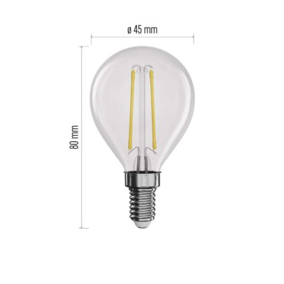 LED spuldze Filament Mini Globe / E14 / 1,8 W (25 W) / 250 lm / neitrāli balta