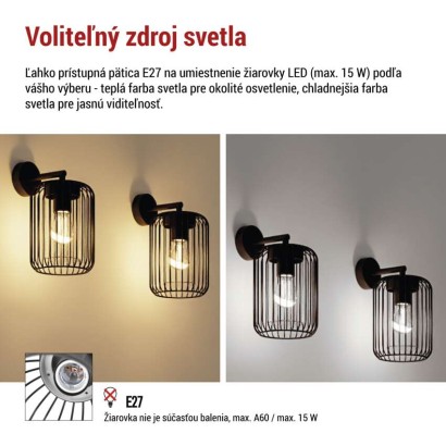 Zahradné nástenné svietidlo SALVIA, 20,8 x 16 x 28,5 cm, 1 x E27, 15 W