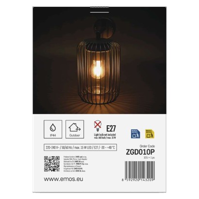 Zahradné nástenné svietidlo SALVIA, 20,8 x 16 x 28,5 cm, 1 x E27, 15 W