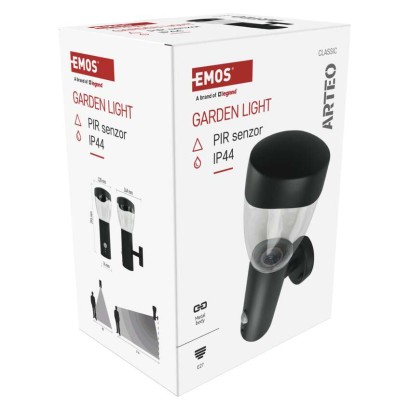 Záhradné nástenné svietidlo ARTEO, senzor súmraku, 16,4 x 12 x 29,5 cm, 1 x E27, 15 W