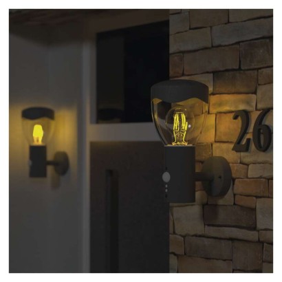 Záhradné nástenné svietidlo ARTEO, senzor súmraku, 16,4 x 12 x 29,5 cm, 1 x E27, 15 W