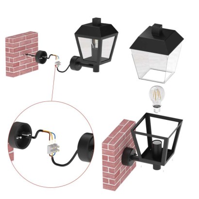 Záhradné nástenné svietidlo ADENIA, 19,8 x 15 x 27,8 cm, 1 x E27, 15 W