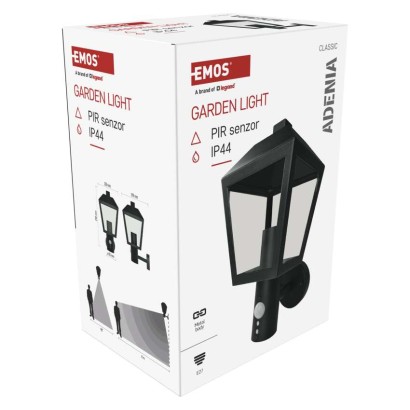 Zahradní nástěnné svítidlo ADENIA, čidlo soumraku, 19,8 x 15 x 29,8 cm, 1 x E27, 15 W