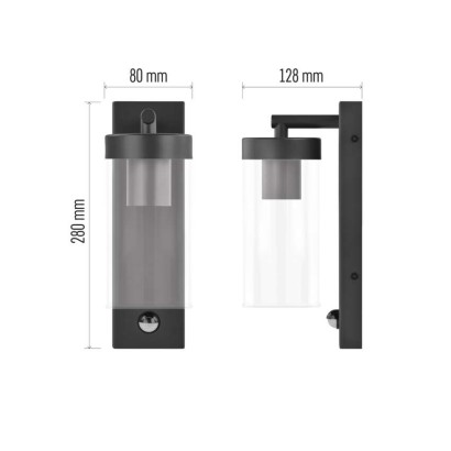 LED aiavalgusti, PIR ZALA, 12,8 × 8 × 28 cm, 1 × E27, 15 W