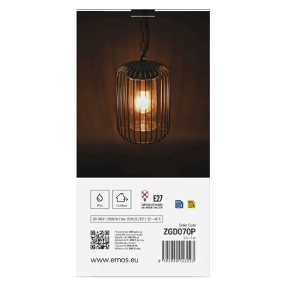 Zahradné závesné svietidlo SALVIA, 16 x 16 x 76 cm, 1 x E27, 15 W