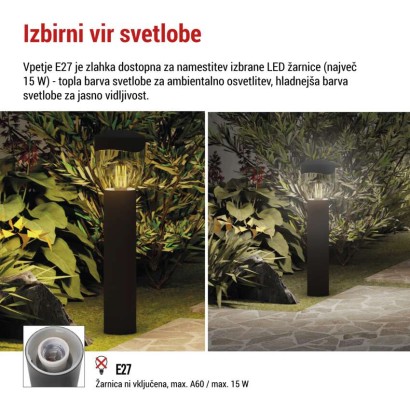 Vrtna stoječa svetilka ARTEO, 12 x 12 x 50 cm, 1 x E27, 15 W