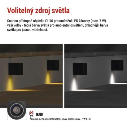 Zahradní nástěnné svítidlo OCULUS, 8,8 x 6,7 x 8 cm, 1 x GU10, 1× 7W