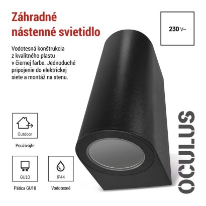 Záhradné nástenné svietidlo OCULUS, 8,8 x 6,7 x 15,3 cm, 2 x GU10, 2× 7W