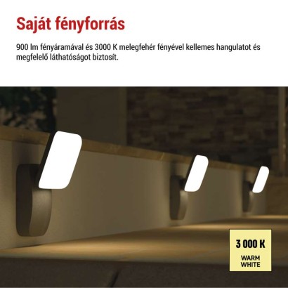 LED kerti fali lámpa NIKA, 12 x 12 x 20 cm, 12,5 W, meleg fehér