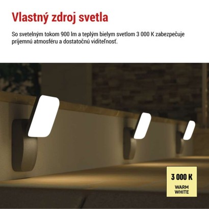 LED záhradné nástenné svietidlo NIKA, 12 x 12 x 20 cm, 12,5 W, teplá biela