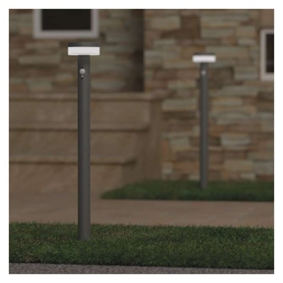 LED záhradné solárne stĺpikové svietidlo TERION, senzor súmraku, 12,5 x 12,5 x 80 cm