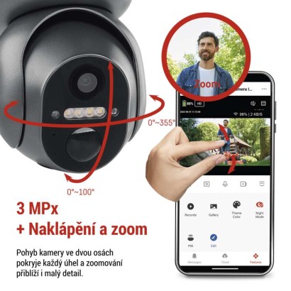 GoSmart venkovní otočná kamera IP-6000 OWL s 4G/LTE, šedá