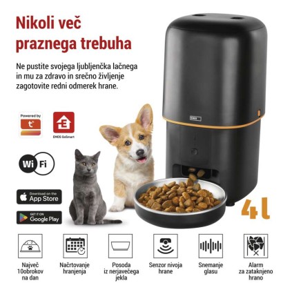 GoSmart dozirnik hrane za hišne živali Pet Care 4 l, črn, Wi-Fi