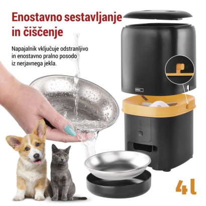 GoSmart dozirnik hrane za hišne živali Pet Care 4 l, črn, Wi-Fi