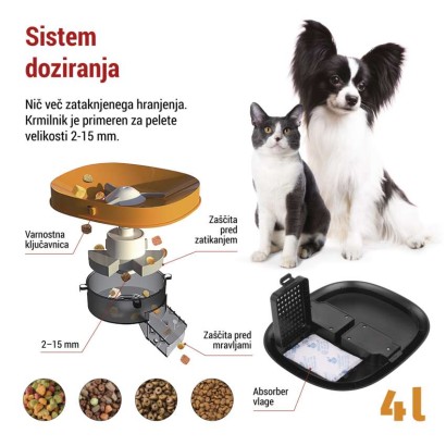 GoSmart dozirnik hrane za hišne živali Pet Care s kamero, 4 l, črn, Wi-Fi