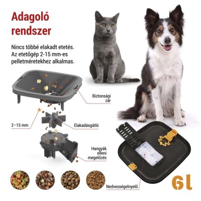 GoSmart állateledel adagoló kamerával Pet Care, 6 l, fekete, Wi-Fi