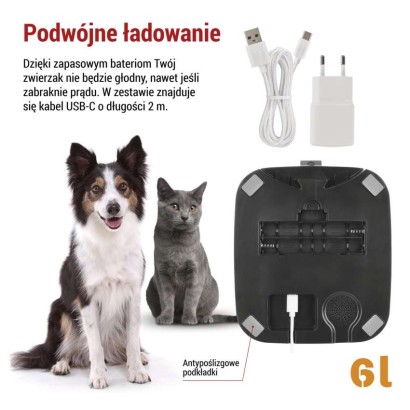 GoSmart Karmidło z kamerą PET CARE, 6 l, czarne, Wi-Fi