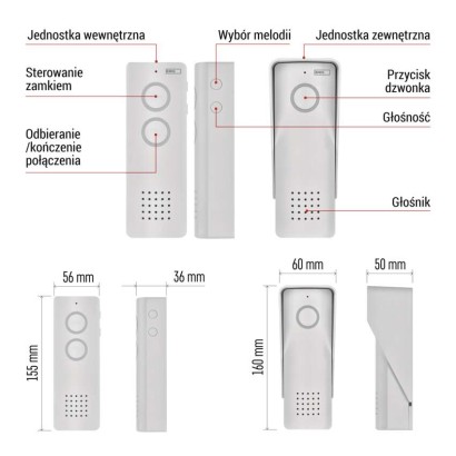 Bezprzewodowy zestaw domofonu audio H1087, 1 uczestnik