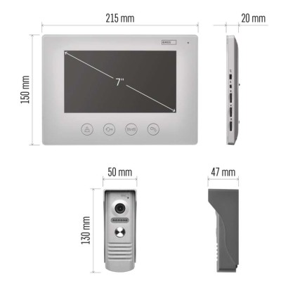 EMOS Videó kaputelefon WiFi szett EM-101WIFI, fehér