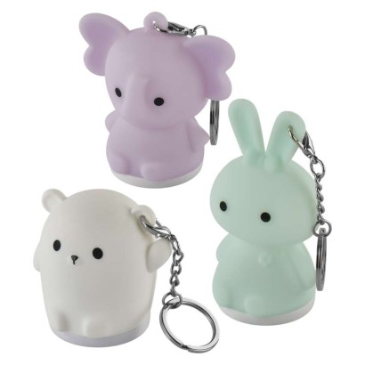 LED silikona atslēgu piekariņš – dzīvnieki, 12 gab., displeja kaste