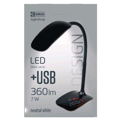 Lampa biurkowa LED MA66-D czarna, port USB