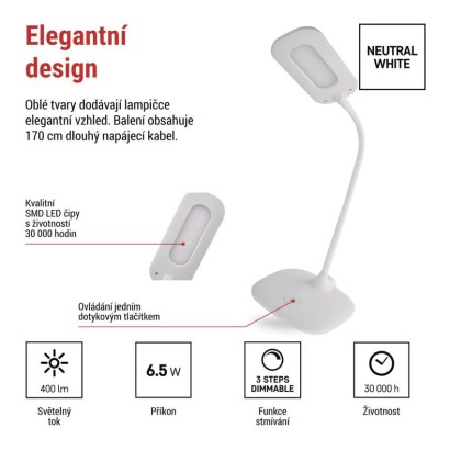 LED stolní lampa STELLA, bílá
