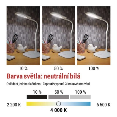 LED stolní lampa STELLA, bílá